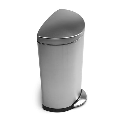 simplehuman 30 litre semi-round pedal bin, fingerprint-proof brushed stainless steel