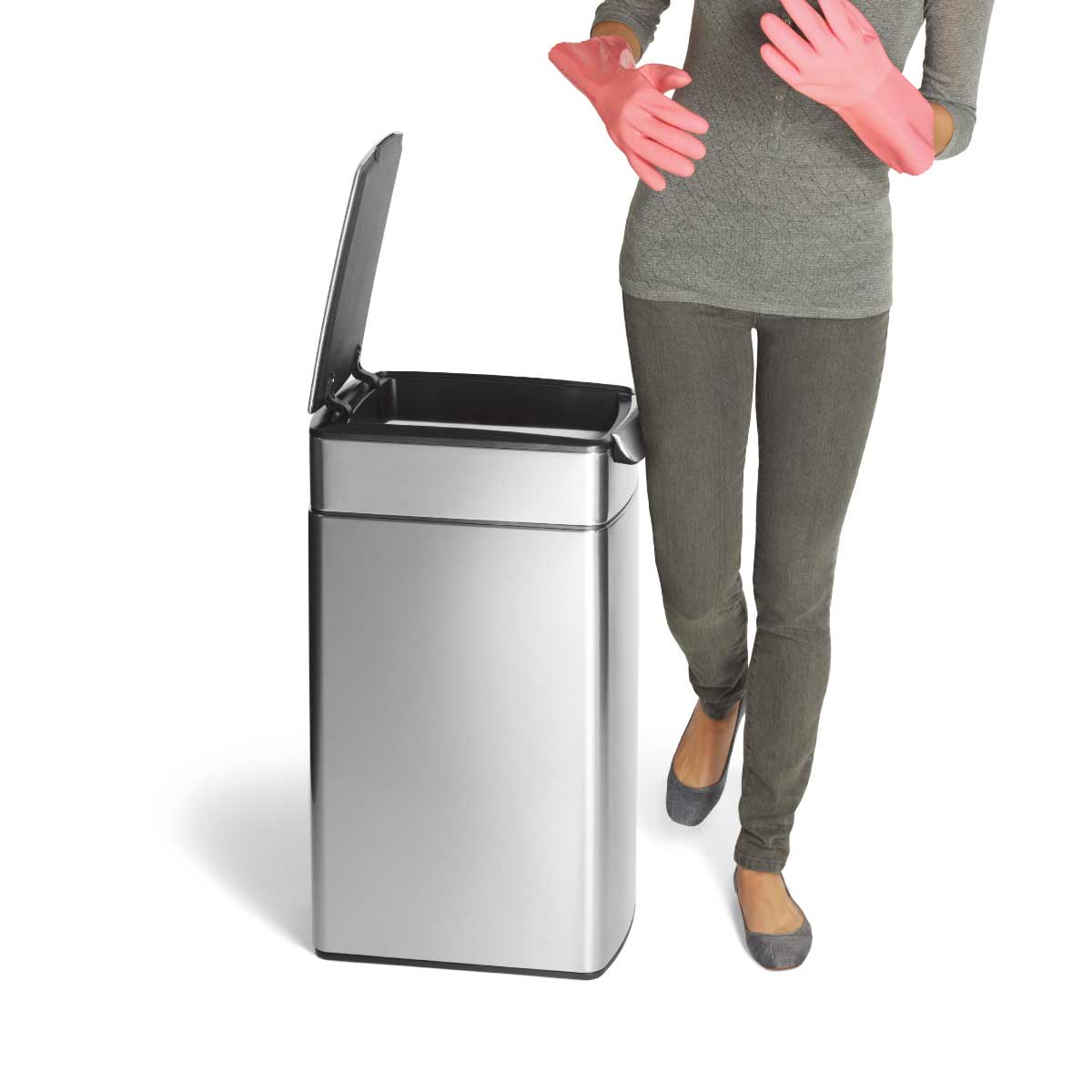 40 litre, slim touch-bar bin