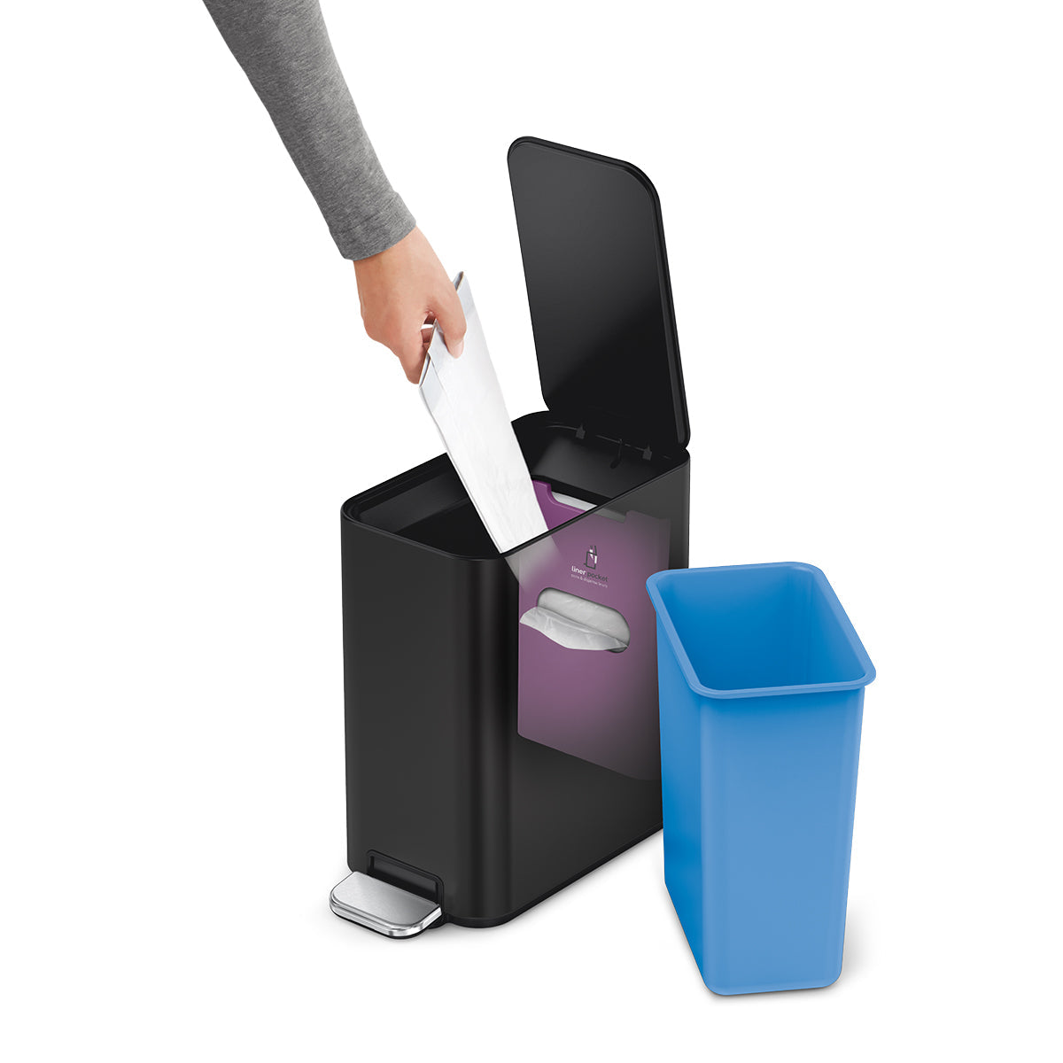 5L slim pedal bin, 2-pack