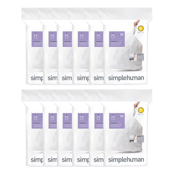  simplehuman Code J Custom Fit Trash Can Liner, 3 refill packs  (60 Count), 30-45 Liter / 8-12 Gallon : Health & Household